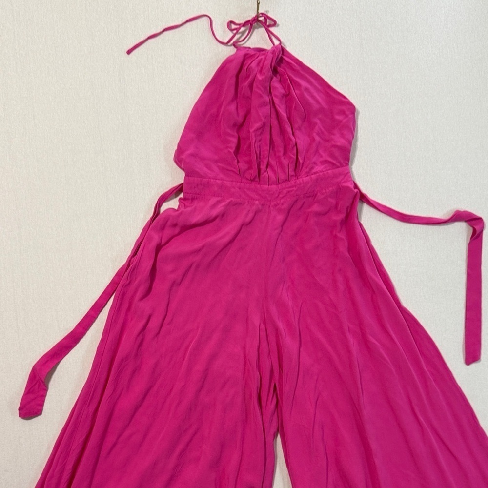 Aakaa Hot Pink Halter Jumpsuit